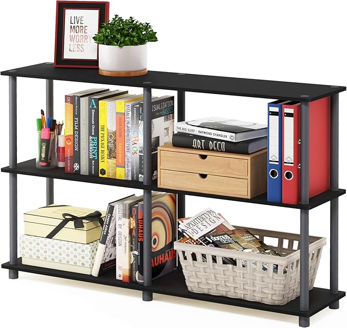 Furinno TURN-N-TUBE Storage Shelves, 3-Tier 47.4 Wide Book Shelf, Corner Shelf