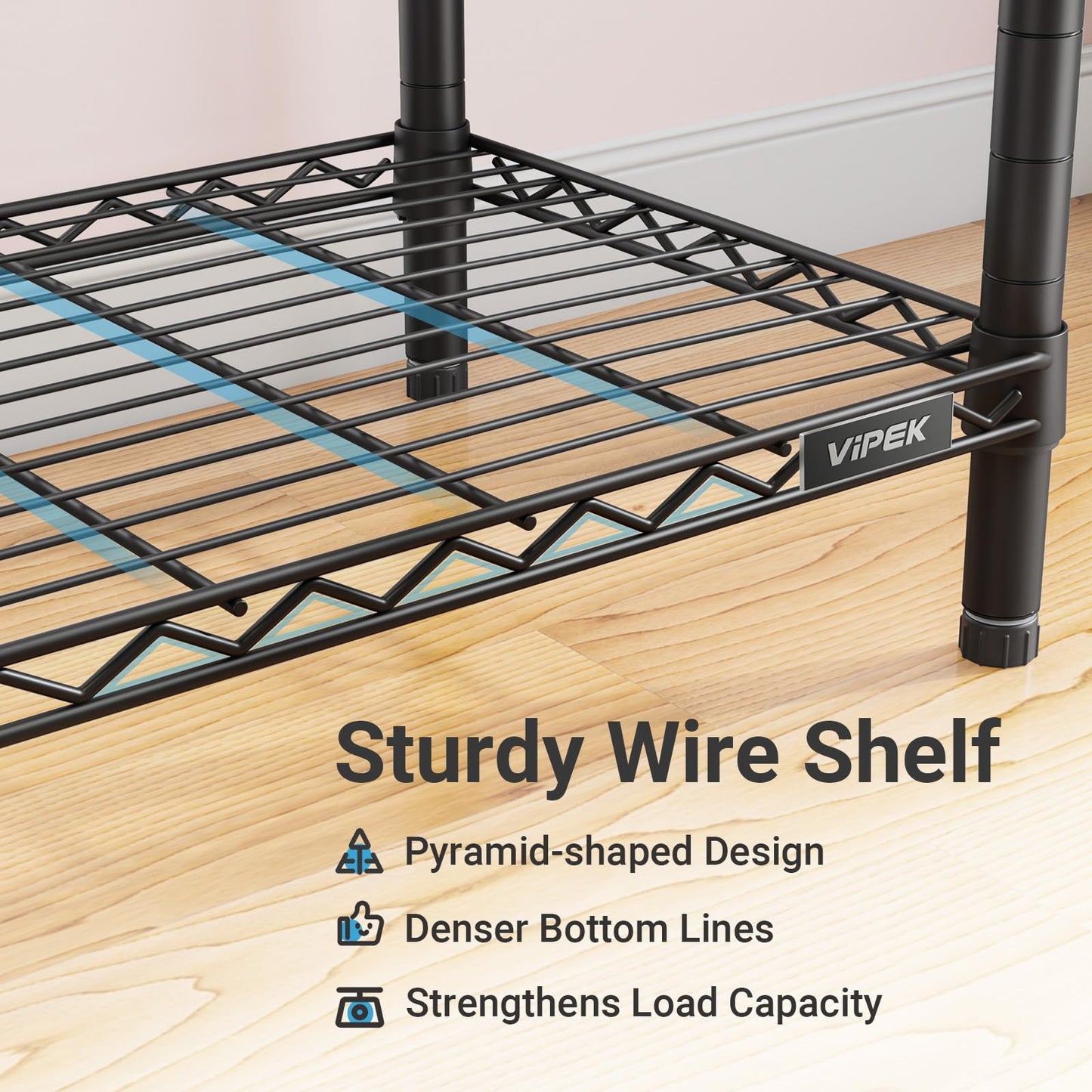 VIPEK R2 Medium Rolling Clothes Rack Heavy Duty Clothing Rack for Hanging Clothes Adjustable Metal Wire Shelving Portable Closet with Wheels Side Hooks, Freestanding Closet Wardrobe, Black