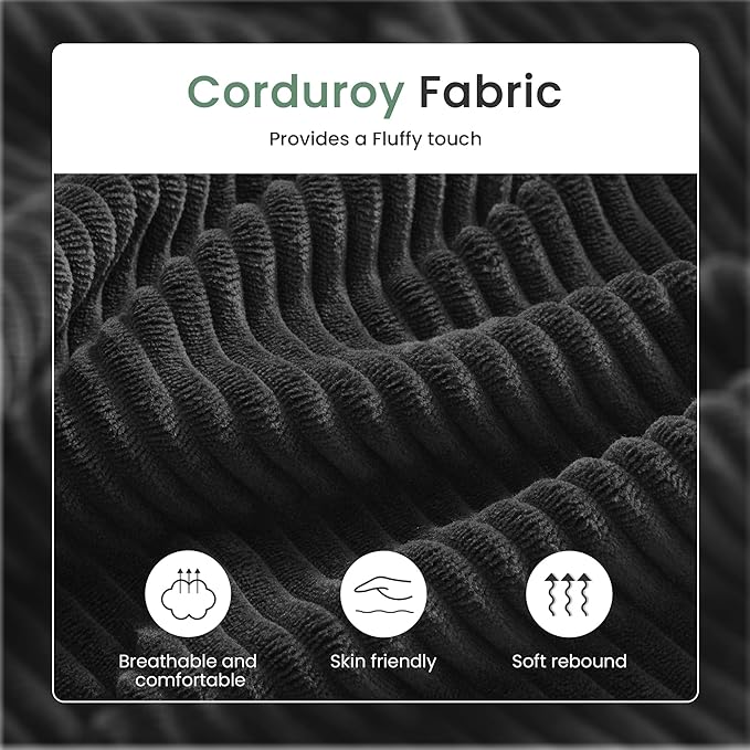 3 Pieces Corduroy Couch Set for Living Room, 7 Seats Cloud Sofa, Deep Seat