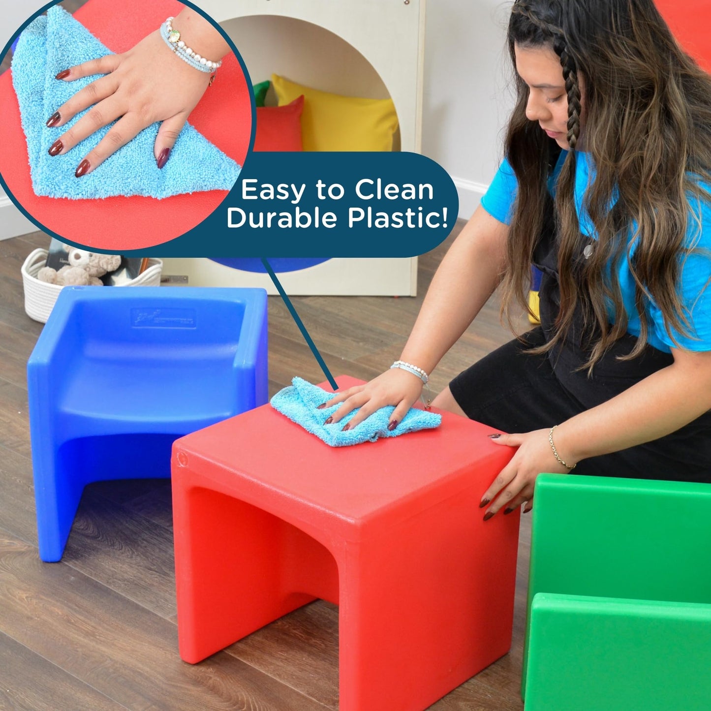 Children's Factory Adapta-Bench, CF910-028 Red, Kids Flexible Seating, Classroom, Preschool and Daycare Furniture, Indoor or Outdoor Toddler Chairs