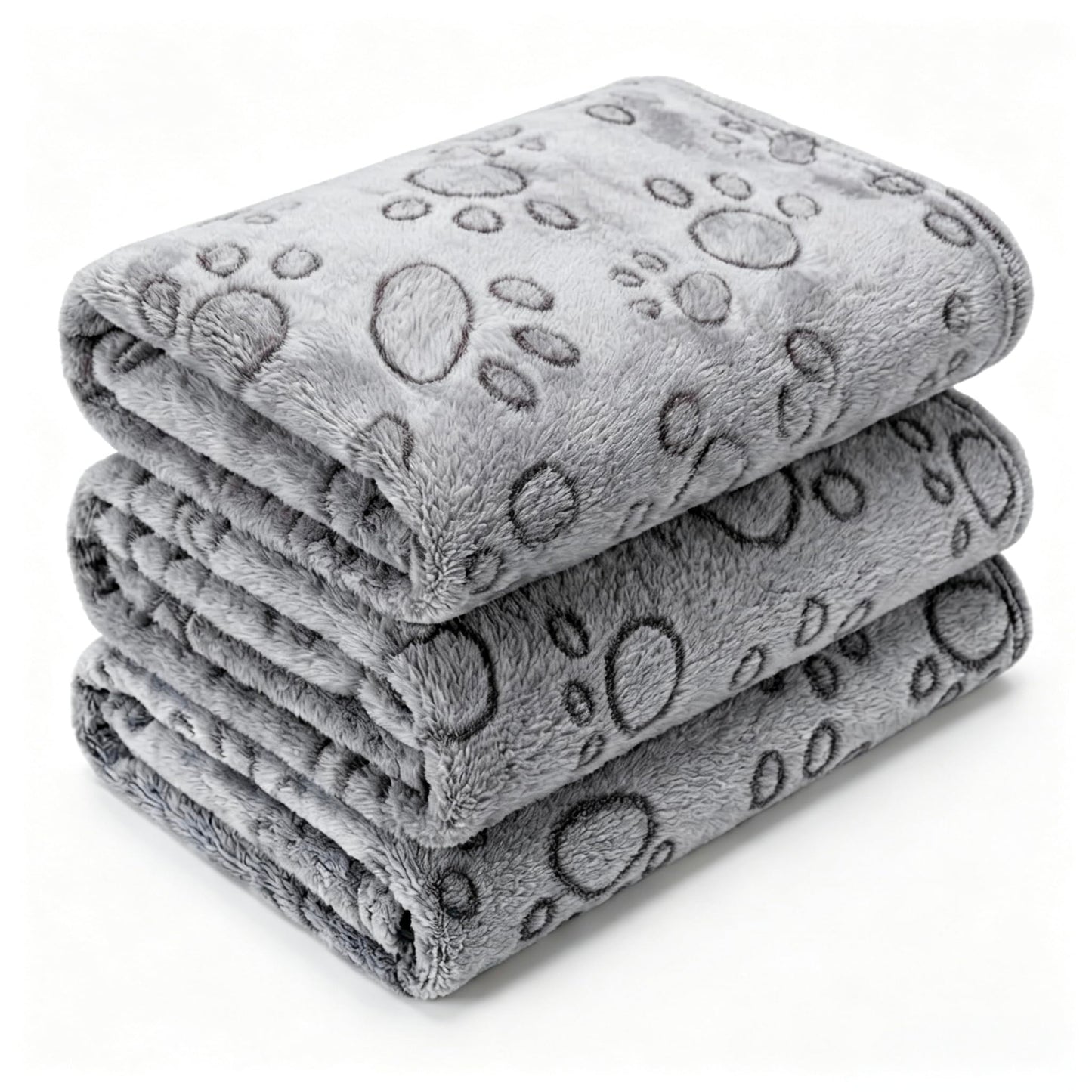 1 Pack 3 Blankets Super Soft Fluffy Premium Fleece Pet Blanket Flannel Paw Printed Throw for Dog Puppy Cat (Small 23x16'', Grey)