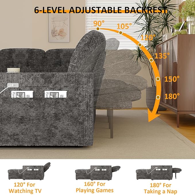63 Inch Sleeper Sofa Bed, 3 in 1 Pull Out Couch Bed