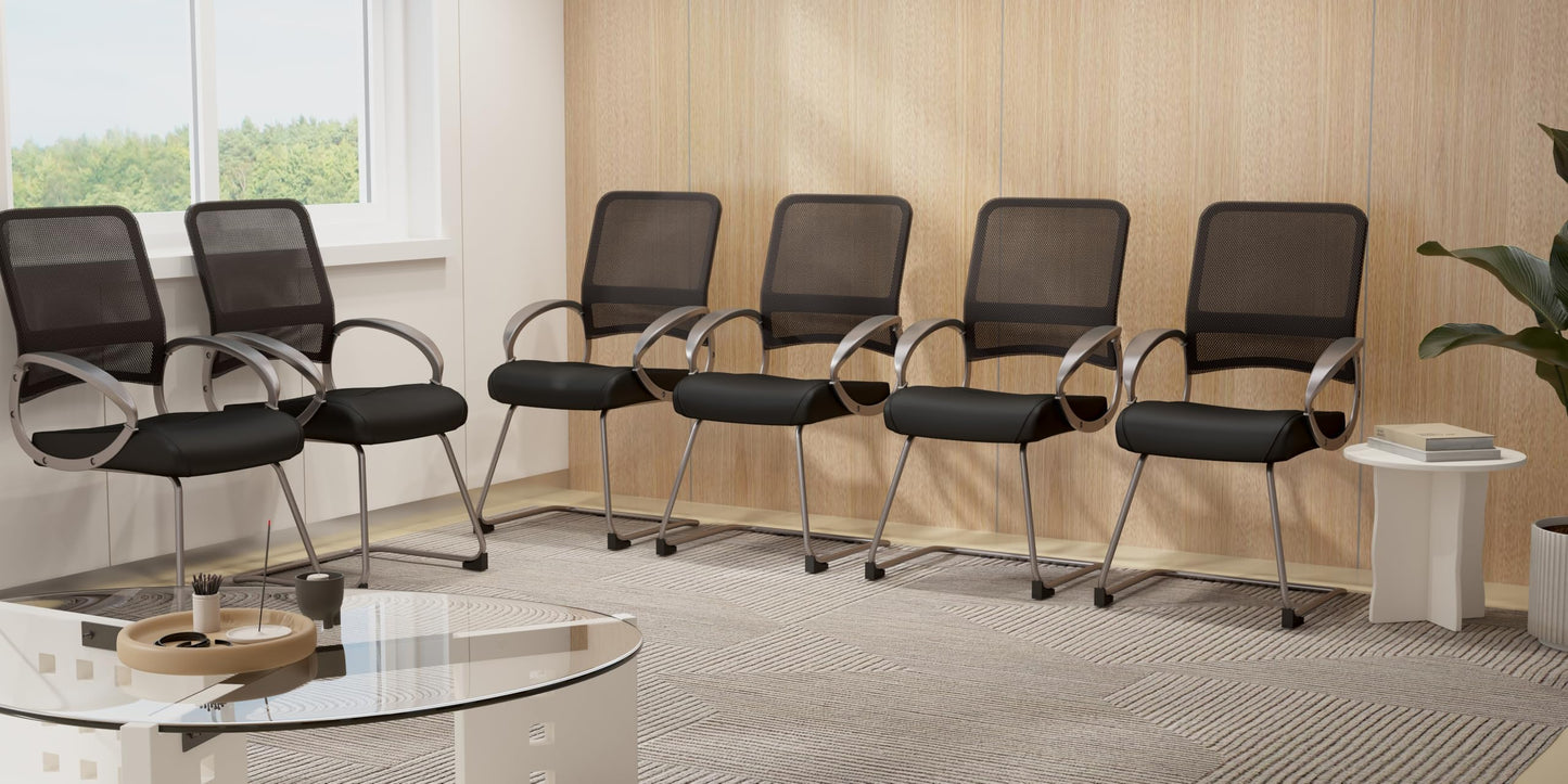 Boss Office Products Mesh Back Guest Chair with Pewter Finish in Black, 250 lb.