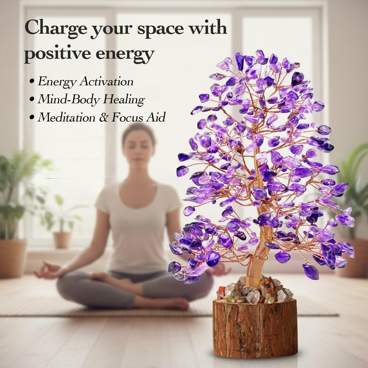 Tizzomx Amethyst Crystal Healing Chakra Tree of Life, Sister Women Mom Birthday Gifts Positive Energy & Good Luck, Bonsai Gem Stone Feng Shui Money Tree House Home Office Room Desk Spiritual Decor