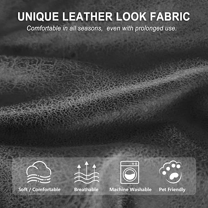 ANARACHON Leather Look Recliner Couch Cover, 8-Pieces Stretch Recliner Sofa