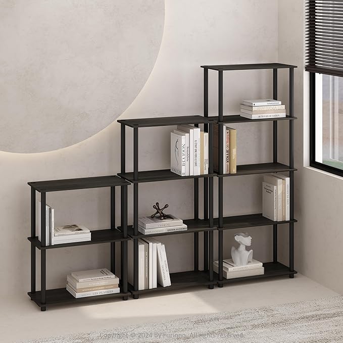 Furinno Turn-N-Tube Book Shelf, 3-Tier Bookshelf, Bookcase