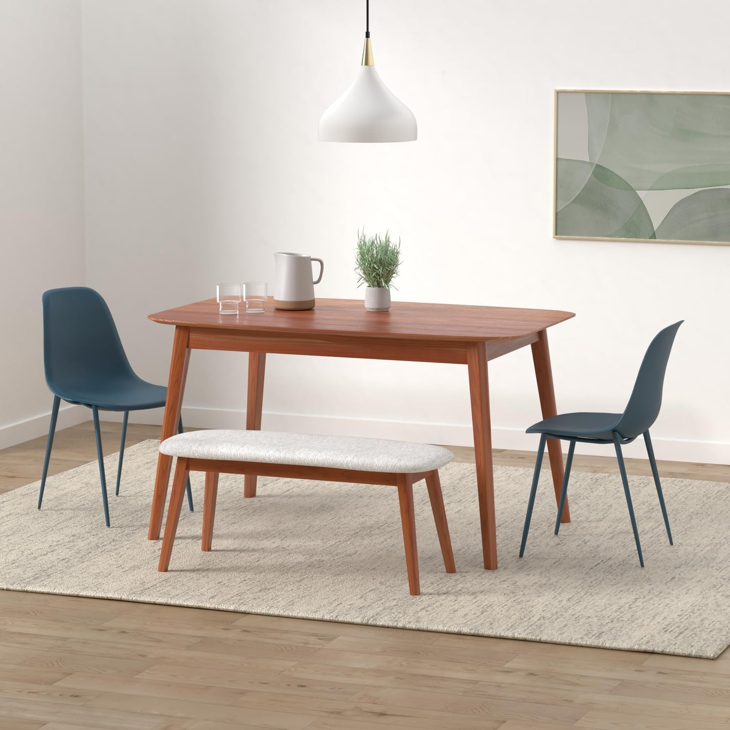 Poly & BARK Isla Modern Kitchen Chairs Set of 4 - Plastic Dining Chair with Metal Legs - Quick Assembly Simple Cafe Chairs Plastic for Indoor or Outdoor - Ocean Teal