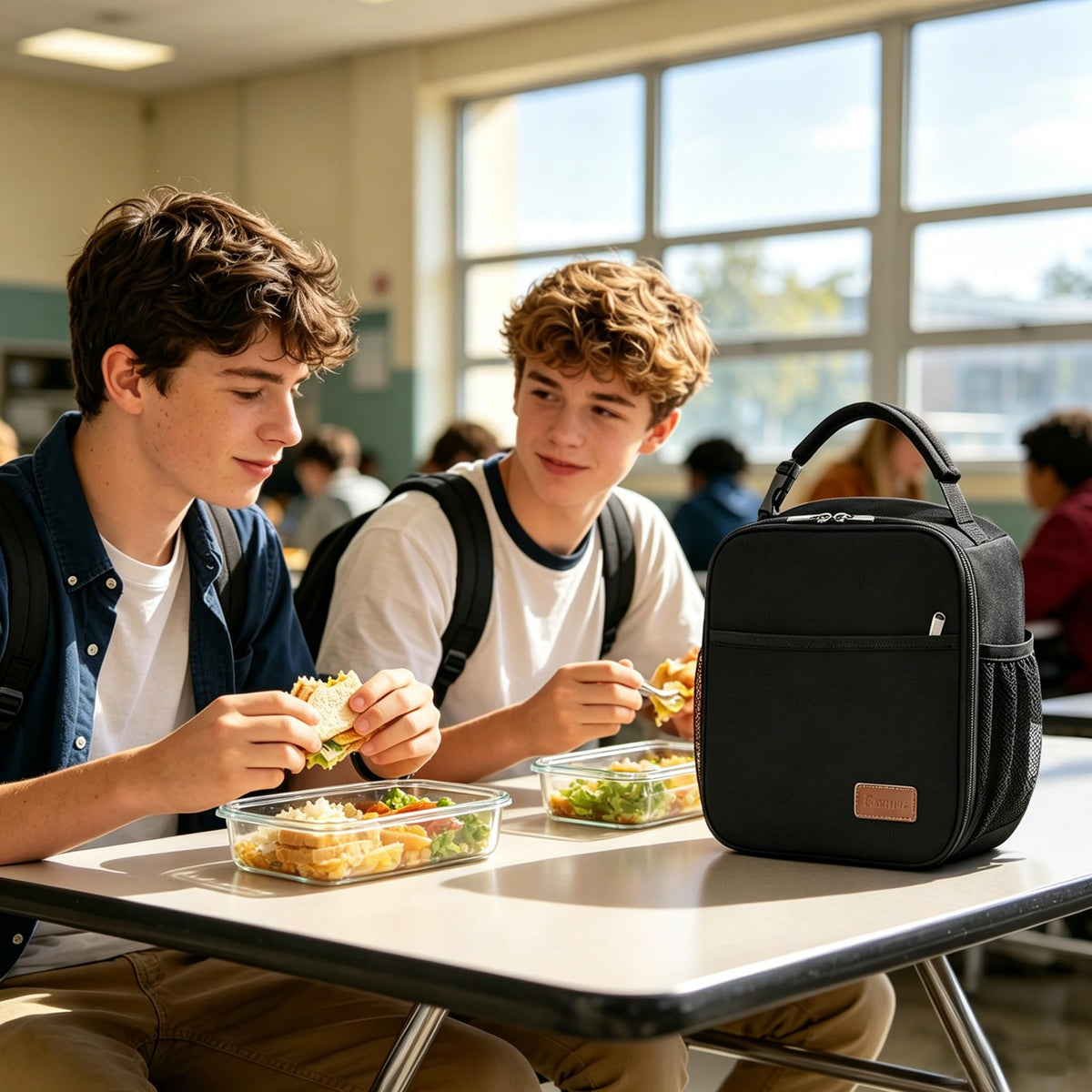 Femuar Lunch Box for Men Women Adults, Small Lunchbox for Work Picnic - Reusable Lunch bag Portable Lunch tote, Black