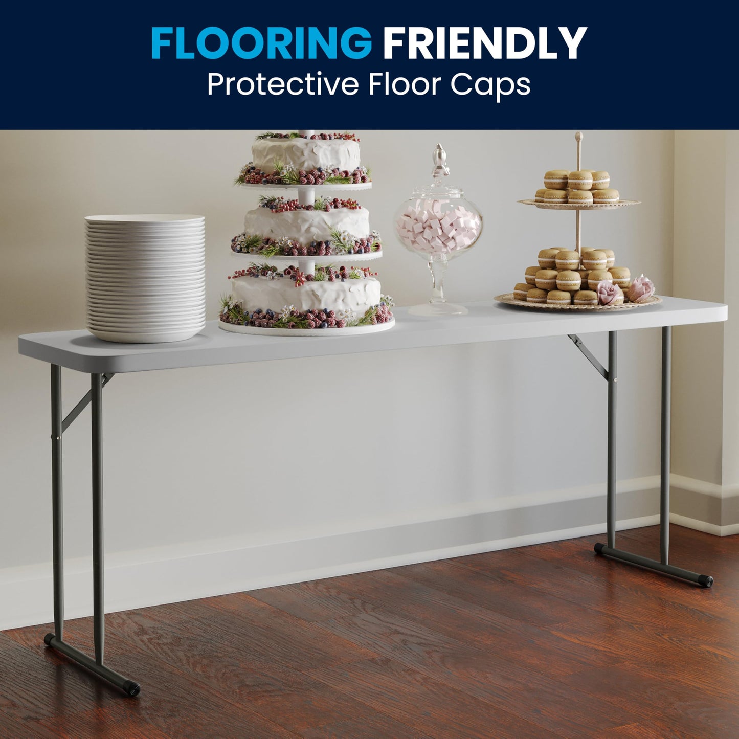 Flash Furniture Kathryn 6' Rectangular Plastic Folding Table, Long Plastic Foldable Table for Indoor/Outdoor Events, White