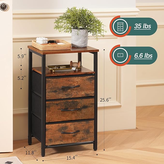 Yoobure Night Stand with Charging Station, 16 Colors LED Nightstand with USB