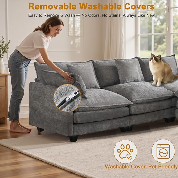 77" Cloud Chenille Sofa Set