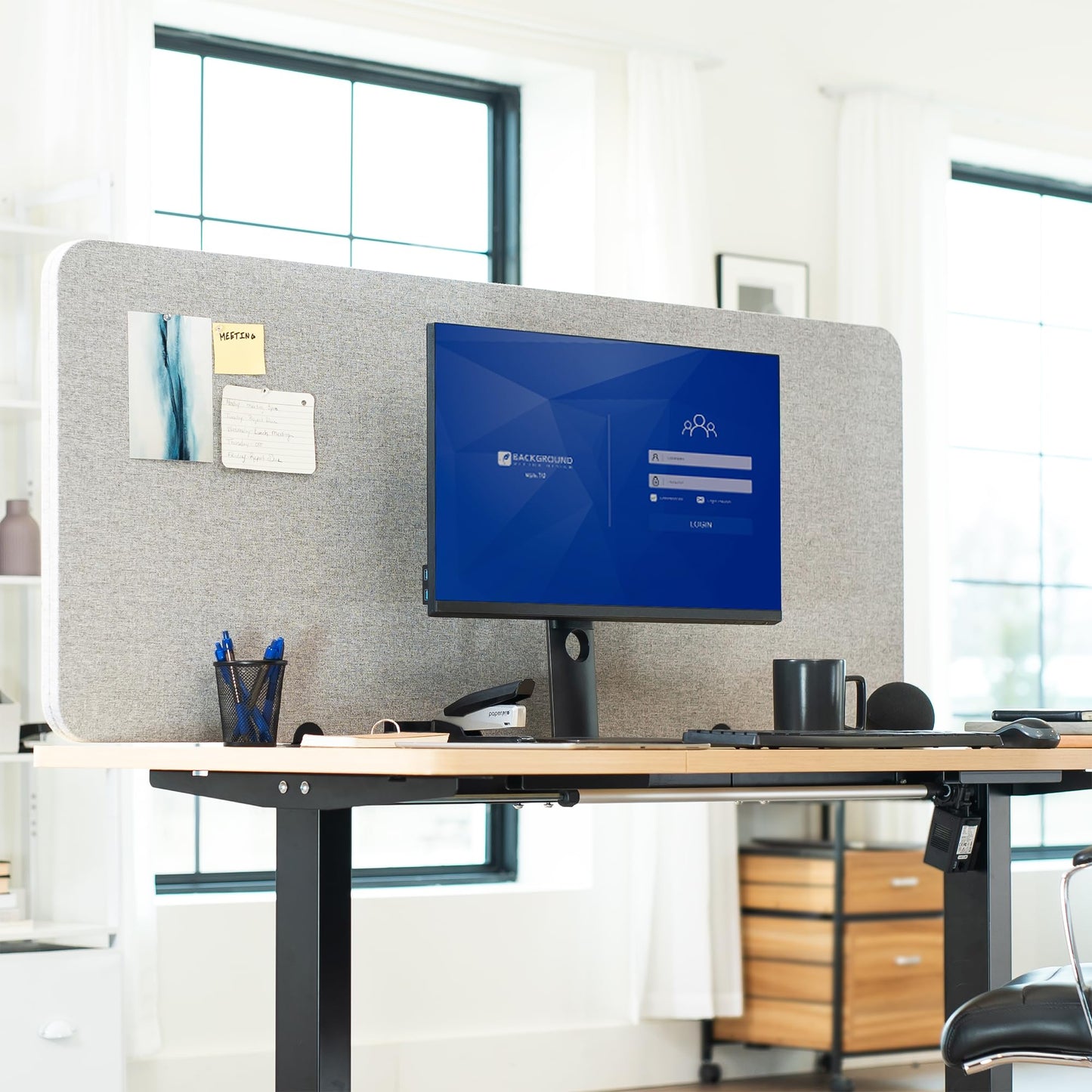VIVO Gray Freestanding 59 x 24 inch Privacy Panel, Sound Absorbing Cubicle Desk Divider, Acoustic Partition, PP-1-V060G-S