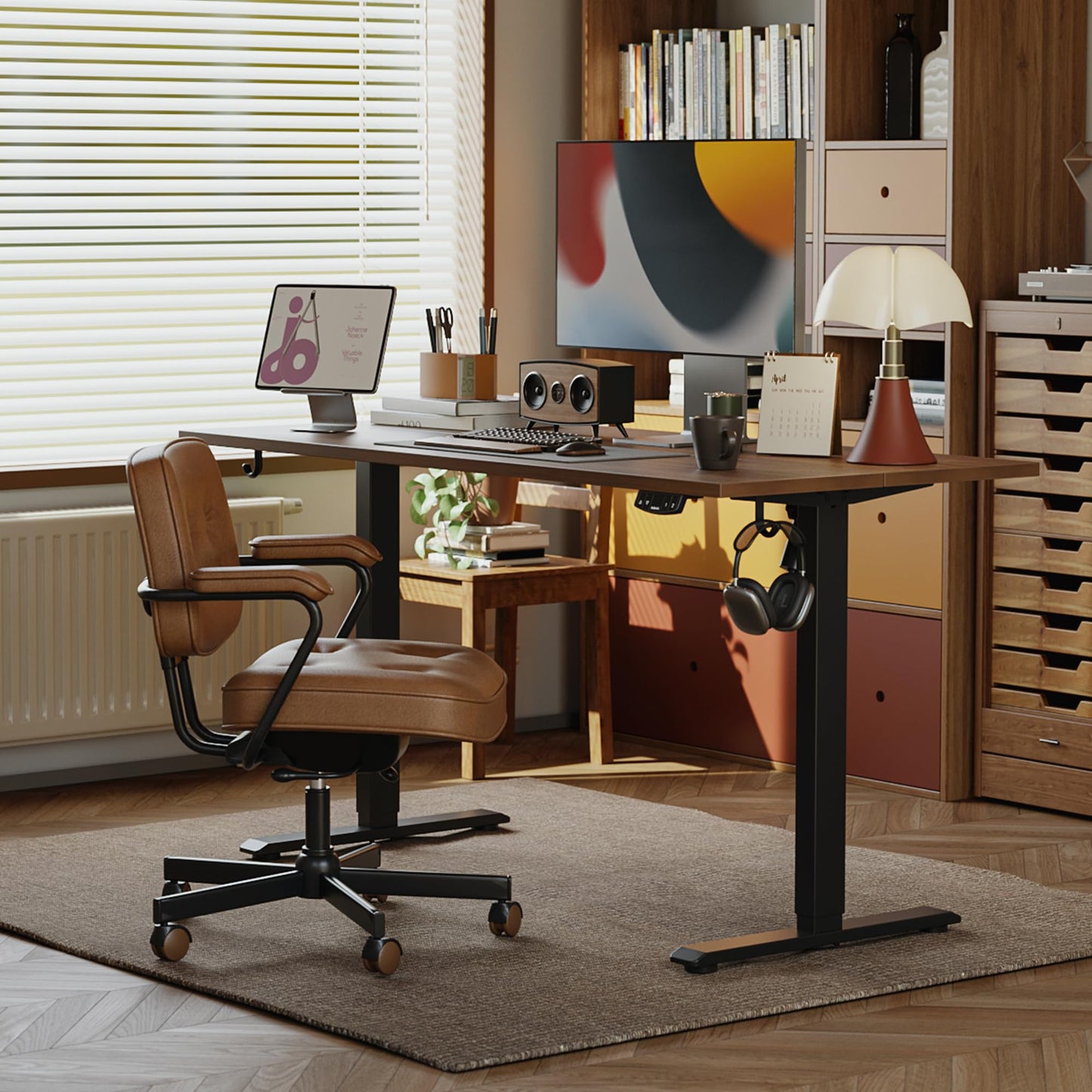 Agilestic Electric Standing Desk, 60 x 24 Inches Height Adjustable Desk, Sit Stand up for Work Office Home, Ergonomic Rising Computer Table with Memory Preset, Dark Walnut