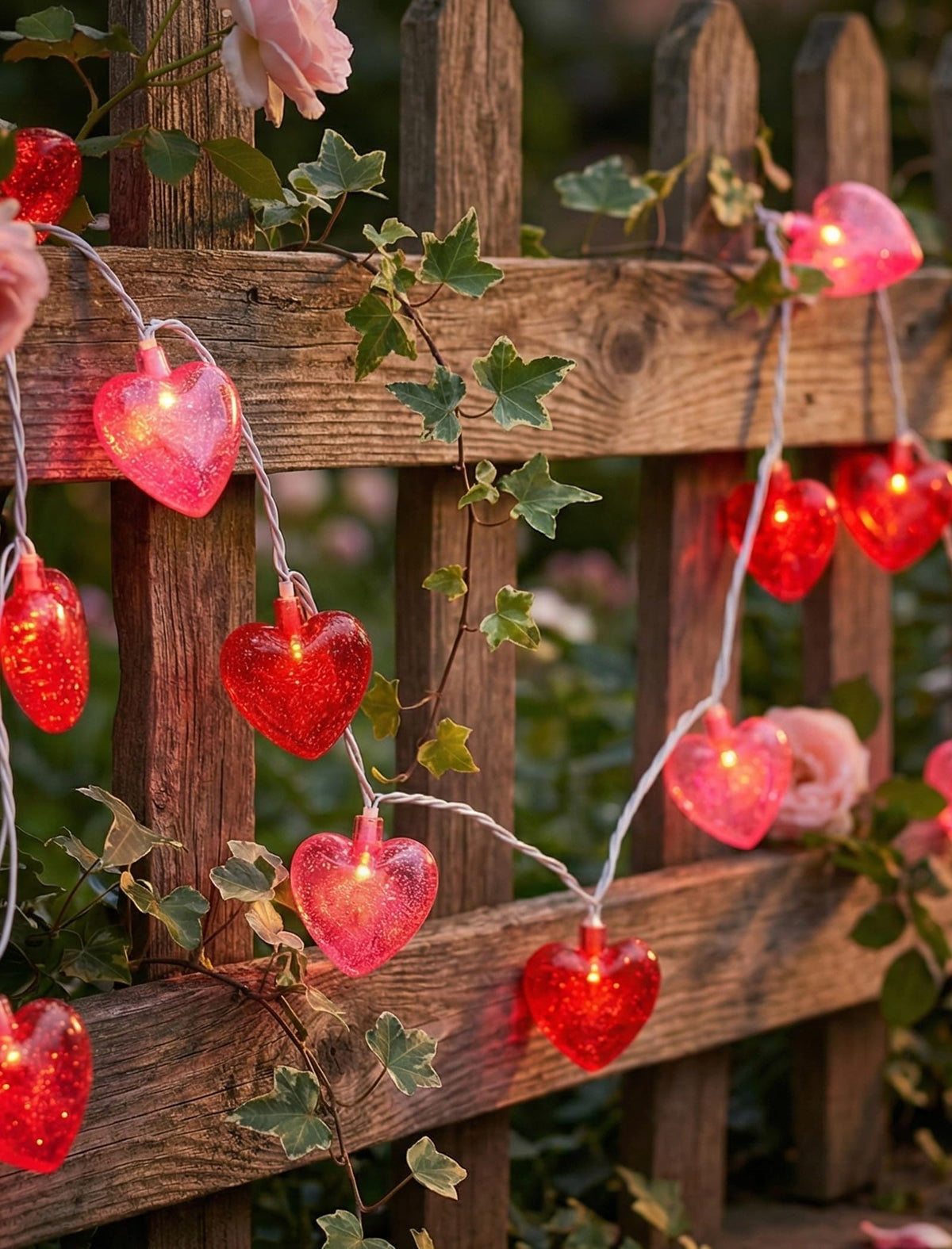 GOOTHY Heart String Lights, 8.5Ft Valentine's Day Decorations String Lights with 10 Pink and Red Heart Lights, Plug in Heart Fairy Lights for Bedroom Home Wedding Indoor Outdoor Valentine's Day Decor