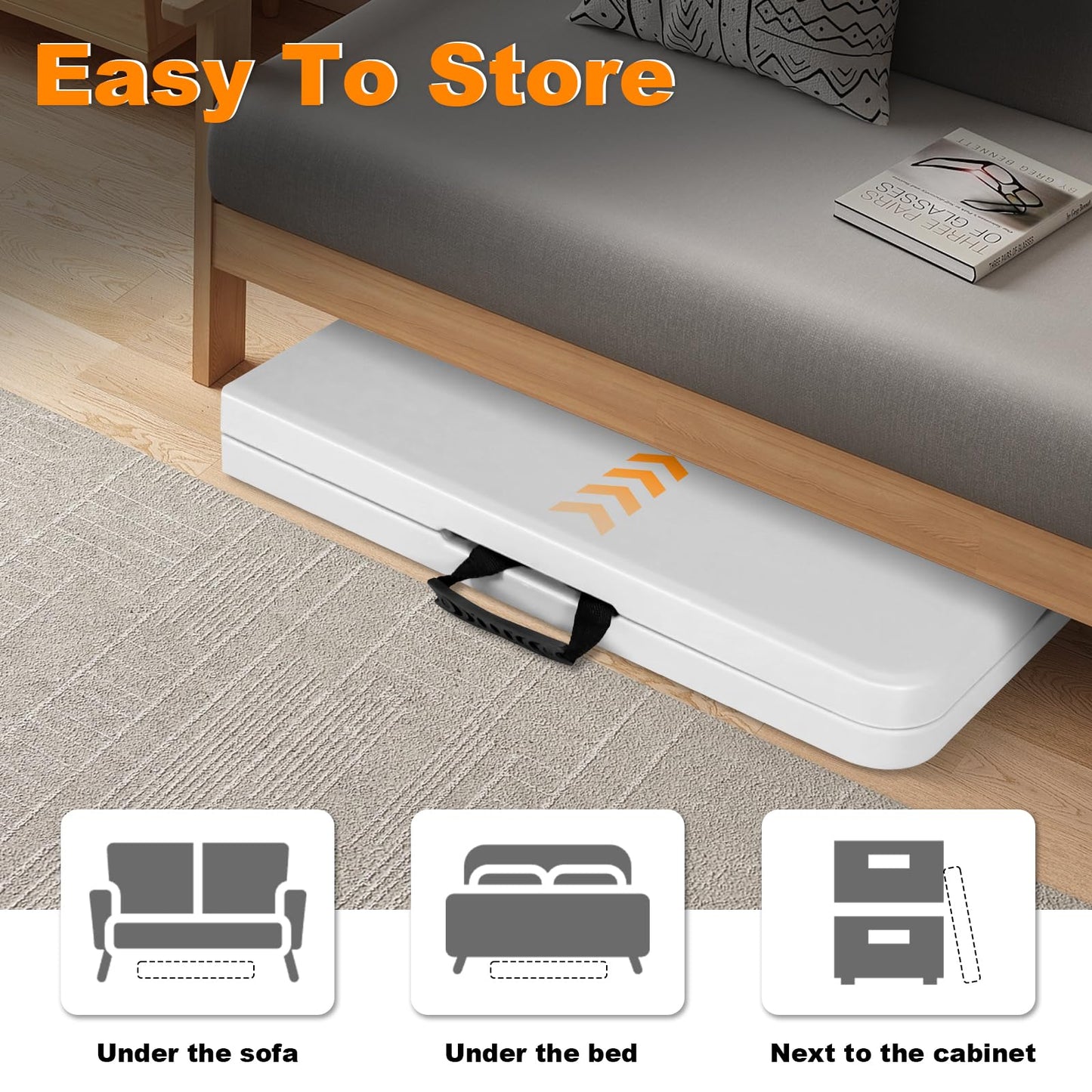 FROASISPRO 6ft Folding Table, Portable Heavy Duty Plastic Fold-in-Half Utility Table for Indoor/Outdoor Use, Dining, Camping, Picnic, Party, White