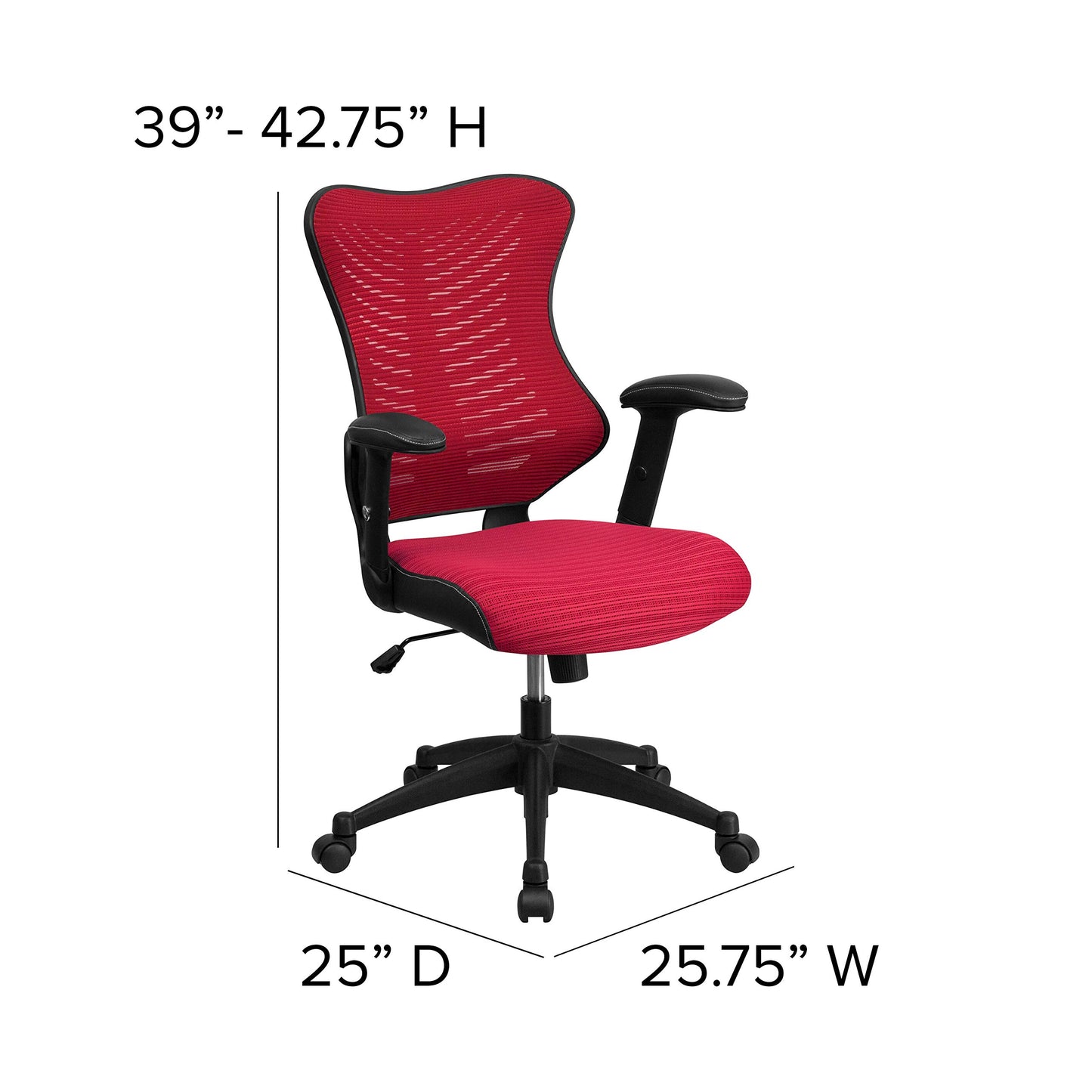 Flash Furniture Kale High Back Designer Burgundy Mesh Executive Swivel Ergonomic Office Chair with Adjustable Arms