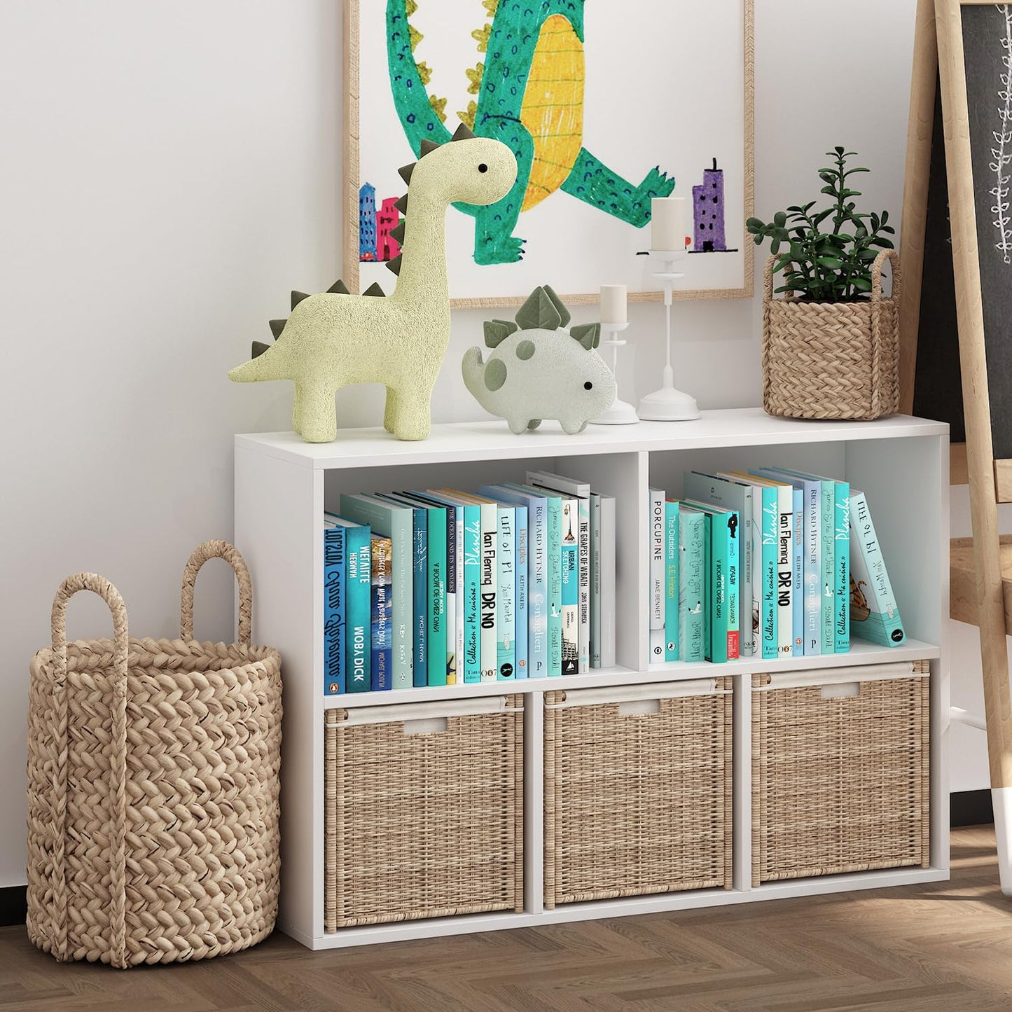 NewBeth Wooden 5 Cube Storage Organizer with Closed Back Panel,White Cube Shelf Heavy Duty Cubby Storage Organizers with Compartments for Living,Display Shelf,Bookshelf,Storage Furniture