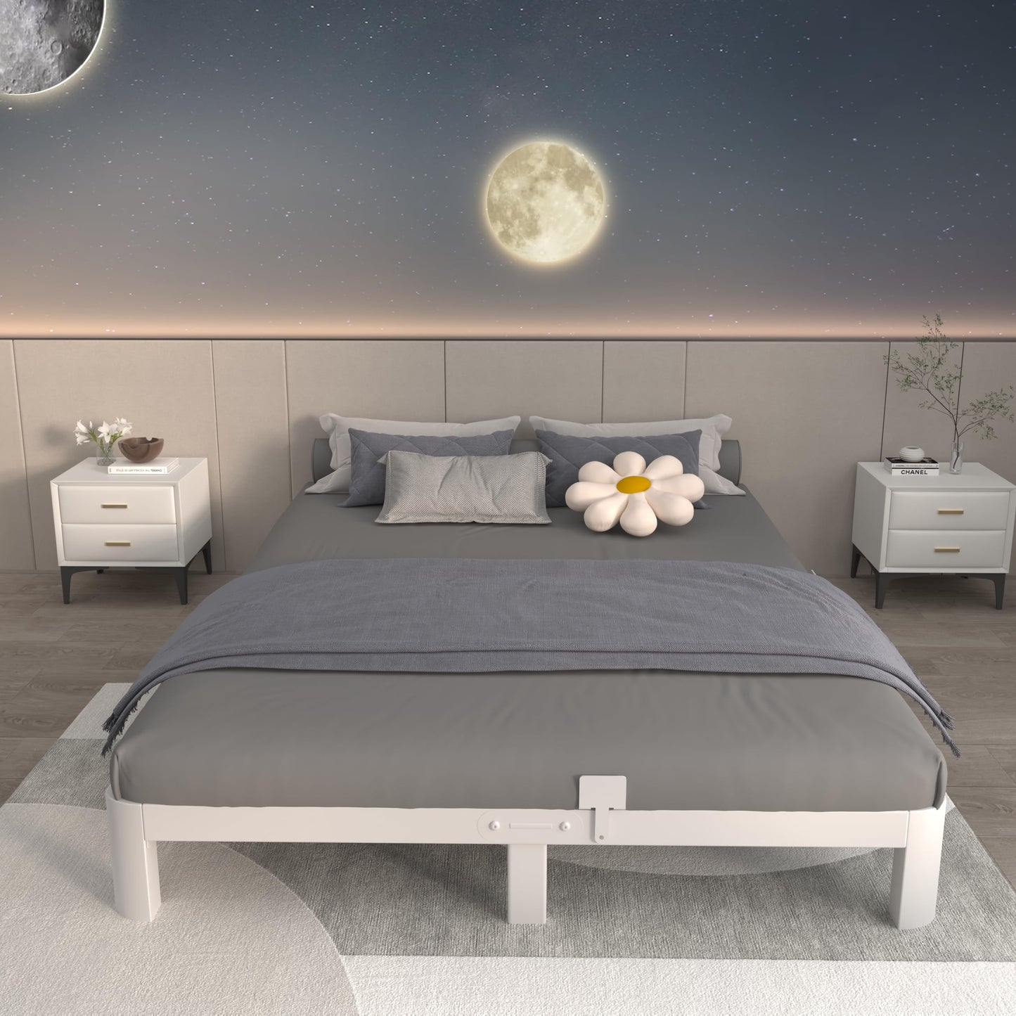ITIMIDI 4 Inch Metal Full Size Platform Bed Frame with Metal Gaskets, Heavy Duty Steel Support 3500 LBS, No Box Spring Needed, Anti-Slip Mattress Stopper, Easy Assembly