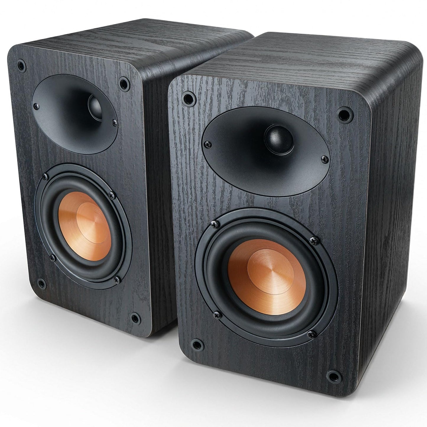 RIOWOIS Passive Bookshelf Speakers for Record Player, 80W Peak Power Stereo Speakers with Silk Dome Horn Tweeter, 4Ω and 4" Woofer for Home Theater Surround Sound, Receiver or Amplifier Required