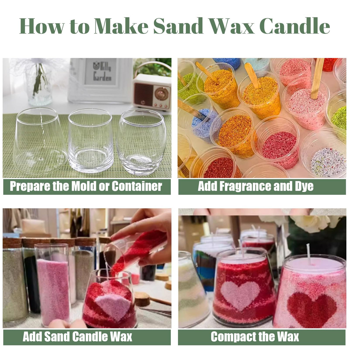 CoolCrafts Sand Wax Candle with Wicks 2 LB Pearled Sand Candle Bulk for Candle Making, Wedding Decor, Crafts - Red