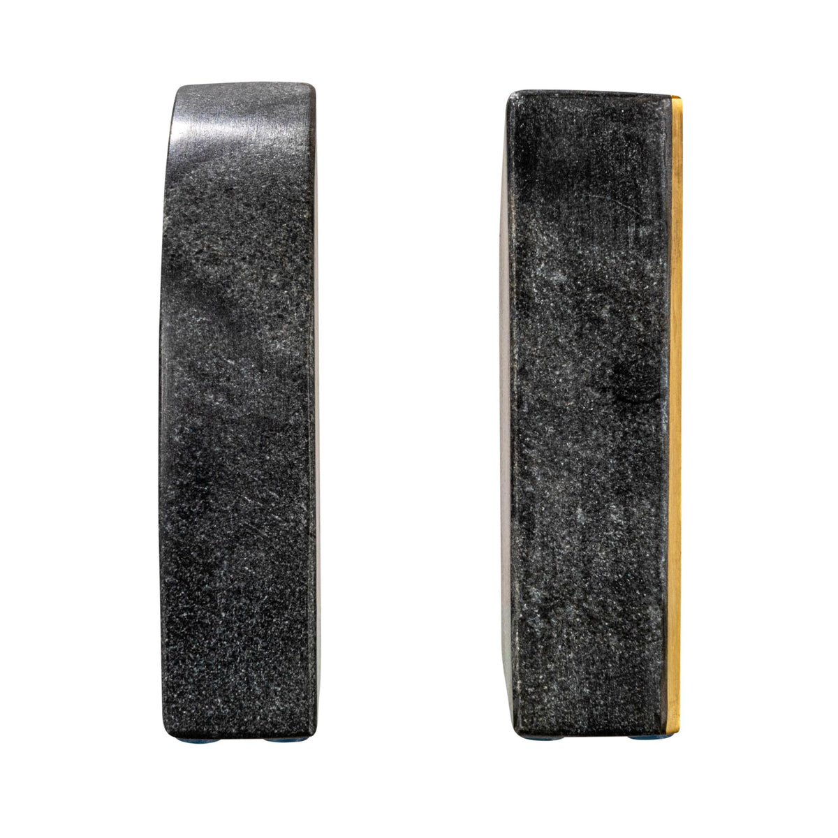 Boho Arched Semicircle Marble Bookends with Brass Detail, Set of 2, Black