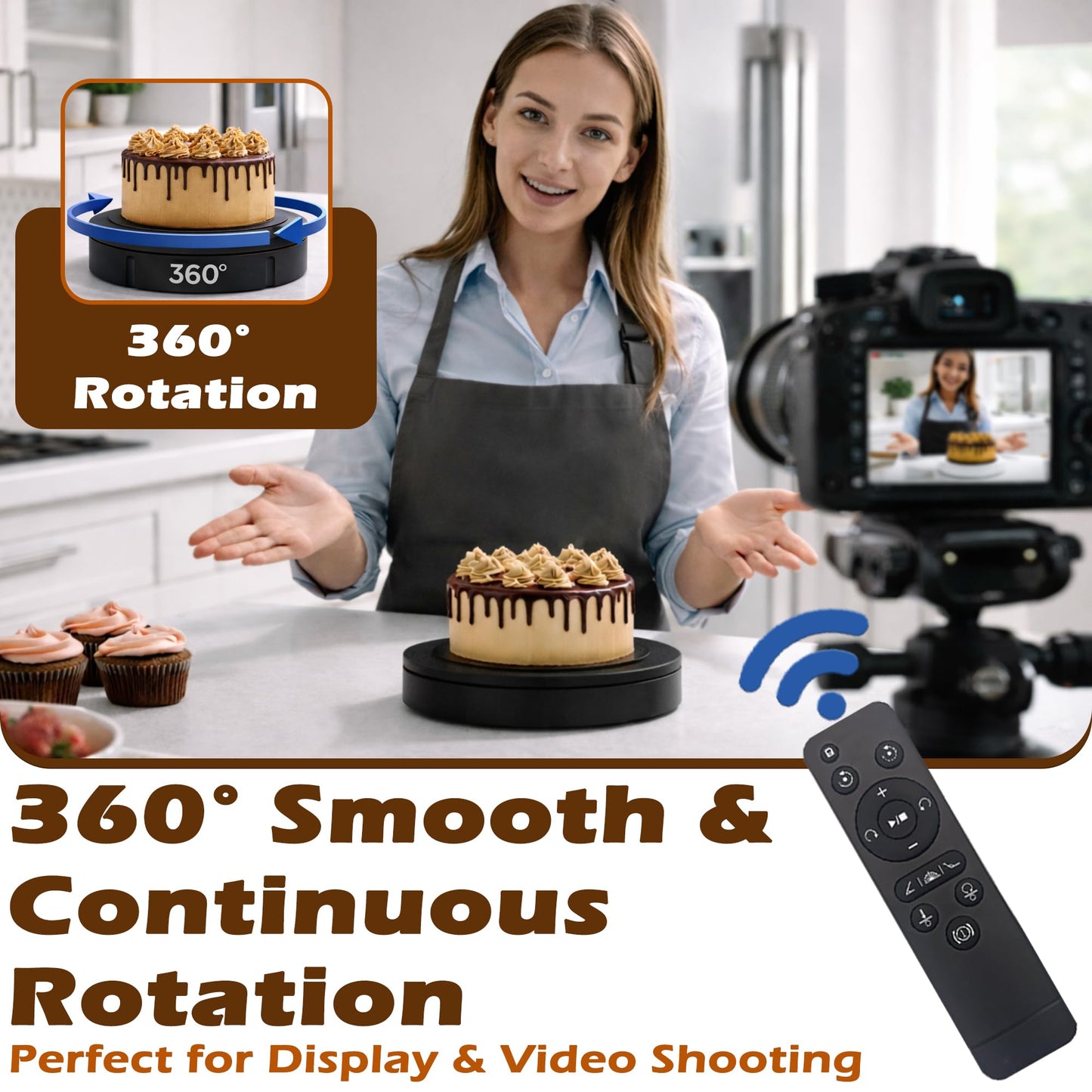 PROLEE Rotating Platform 12Inch/360lbs Capacity, 360 Degree Rotating Display Stand, Rotating Turntable for Photography, Remote Motorized Electric Turntable with 5 Colour Surface Covers and Carry Bag