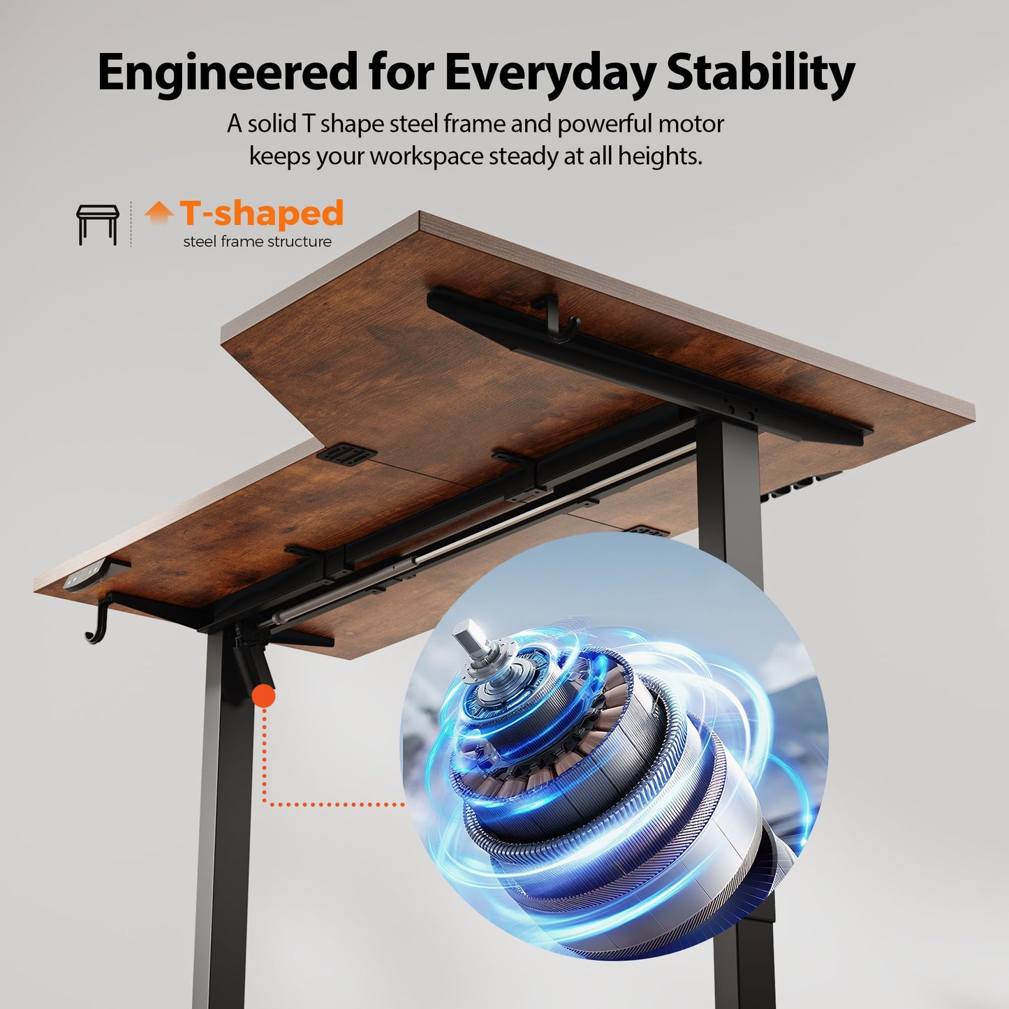Agilestic Electric Standing Desk, Height Adjustable Desk, 48 x 28 Inch Sit Stand up for Work Office Home, L Shaped Ergonomic Rising Computer Table with Memory Preset, Rustic Brown
