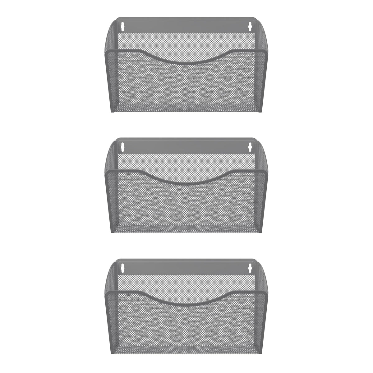 EasyPAG Wall File Organizer 3 Pack, Hanging File Organizer Wall Mount, Metal Mesh Folder Holder for Letter/A4 Papers, Mail Sorter for Office, Classroom, Home, Silver