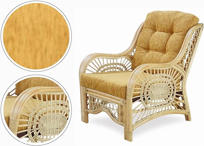 Malibu Lounge Living Accent Armchair Natural Rattan Wicker Handmade Design
