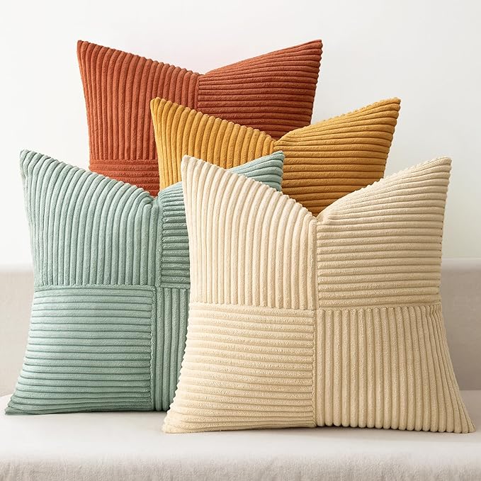 MIULEE Teal Orange Decorative Throw Pillow Covers 18x18 Inch Set of 4 Boho