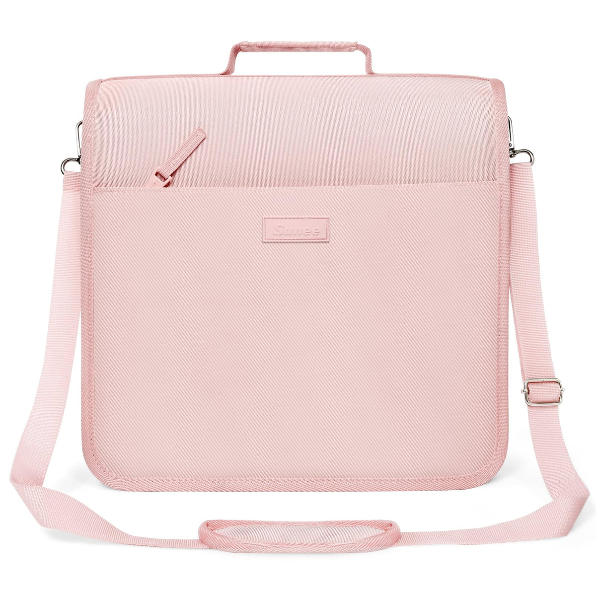 SUNEE Zipper Binder 3 Ring, 3 Inch O-Ring with Handle and Shoulder Strap, 600-Sheet Capacity, Multi-Pockets for Middle School Organizer Binder with Zipper, Pink Lotus