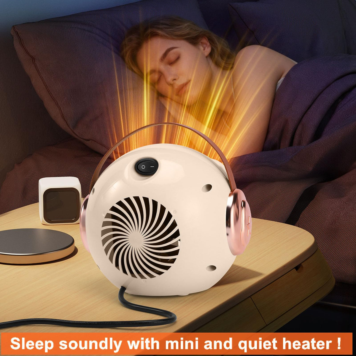 2 Pack Small Desk Heater for Office, Compact Personal Electric Heater with PTC Ceramic Fast Heating 500W, Energy Efficient for Indoor Use, Safe with Overheating & Tip-Over Protection
