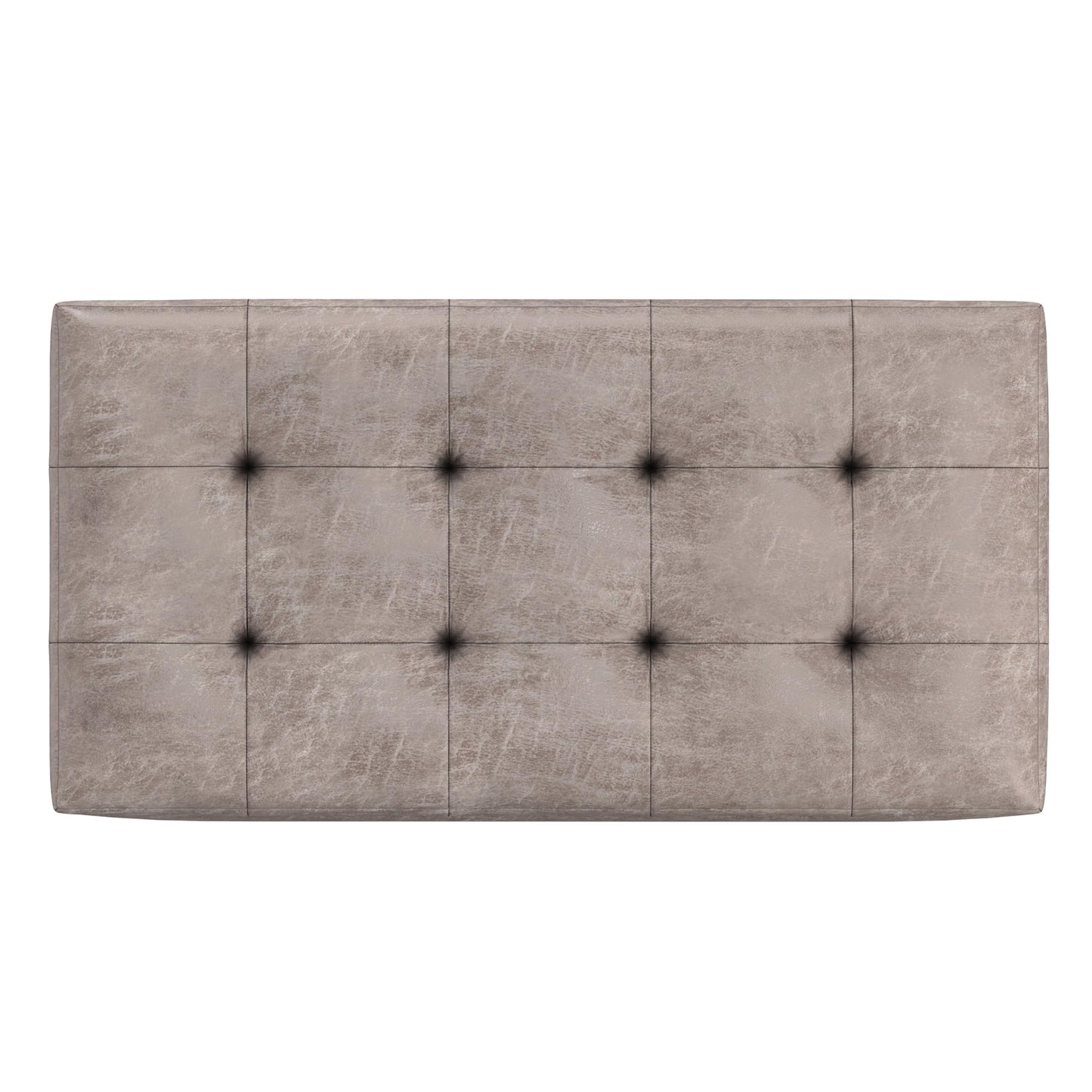 SIMPLIHOME Cosmopolitan Storage Ottoman - 34 inch Wide Upholstered Vegan Leather Rectangle Storage Ottoman Bench in Distressed Grey Taupe, Transitional Tufted Ottoman for Living Room with Lift-Up Lid