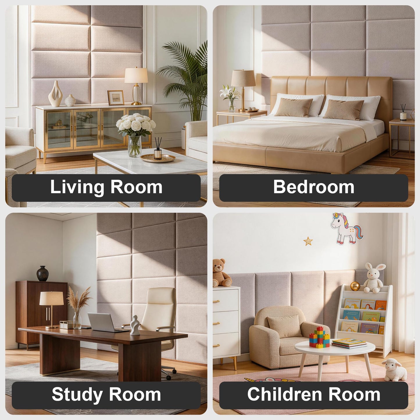 Fromann Upholstered Wall Mounted Headboard for Queen/TXL/King Size Beds, Peel and Stick Headboard 23.6" x 11.8"/PC, Interior Wall Panels for Bedroom Study, Headboards Only (3, Beige)