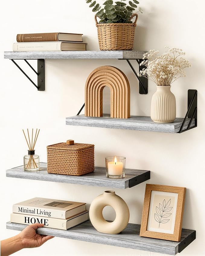 BAYKA Wall Shelves for Bedroom Decor, Floating Shelves for Living Room Kitchen