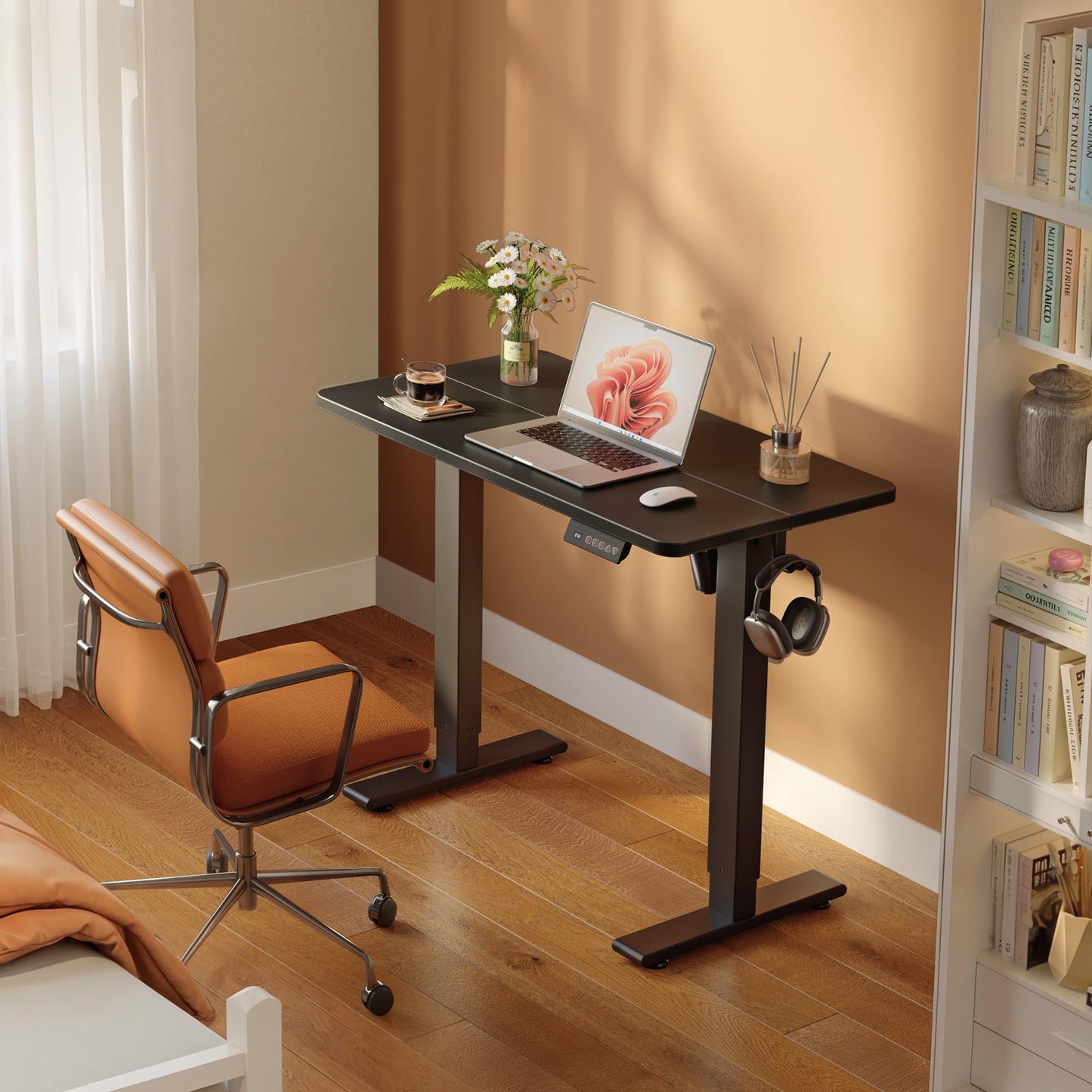 FEZIBO 40 x 24 Inches Electric Standing Desk Adjustable Height, 3 Memory Height Settings, Sit Stand Up Desk for Home Office & Computer Workstation, Black
