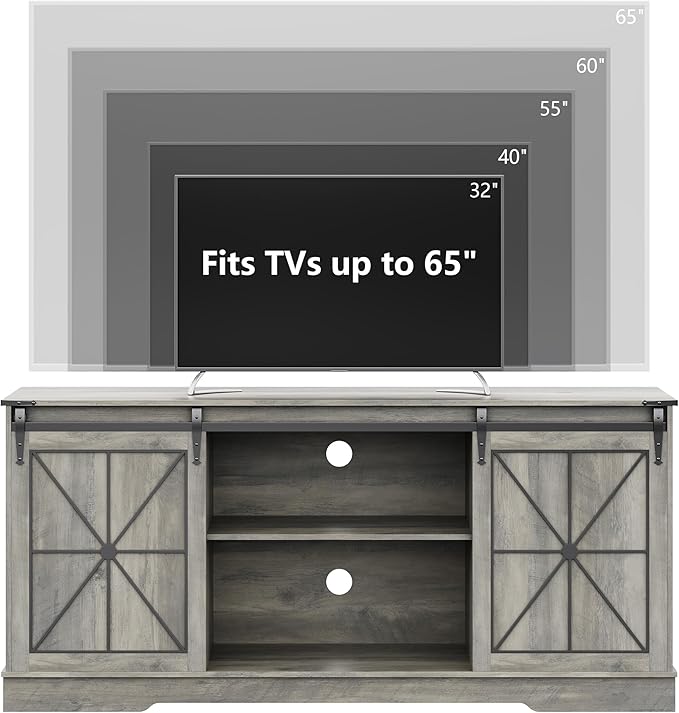 Farmhouse TV Stand for 65/60/55 Inch Tvs, Rustic Entertainment Center