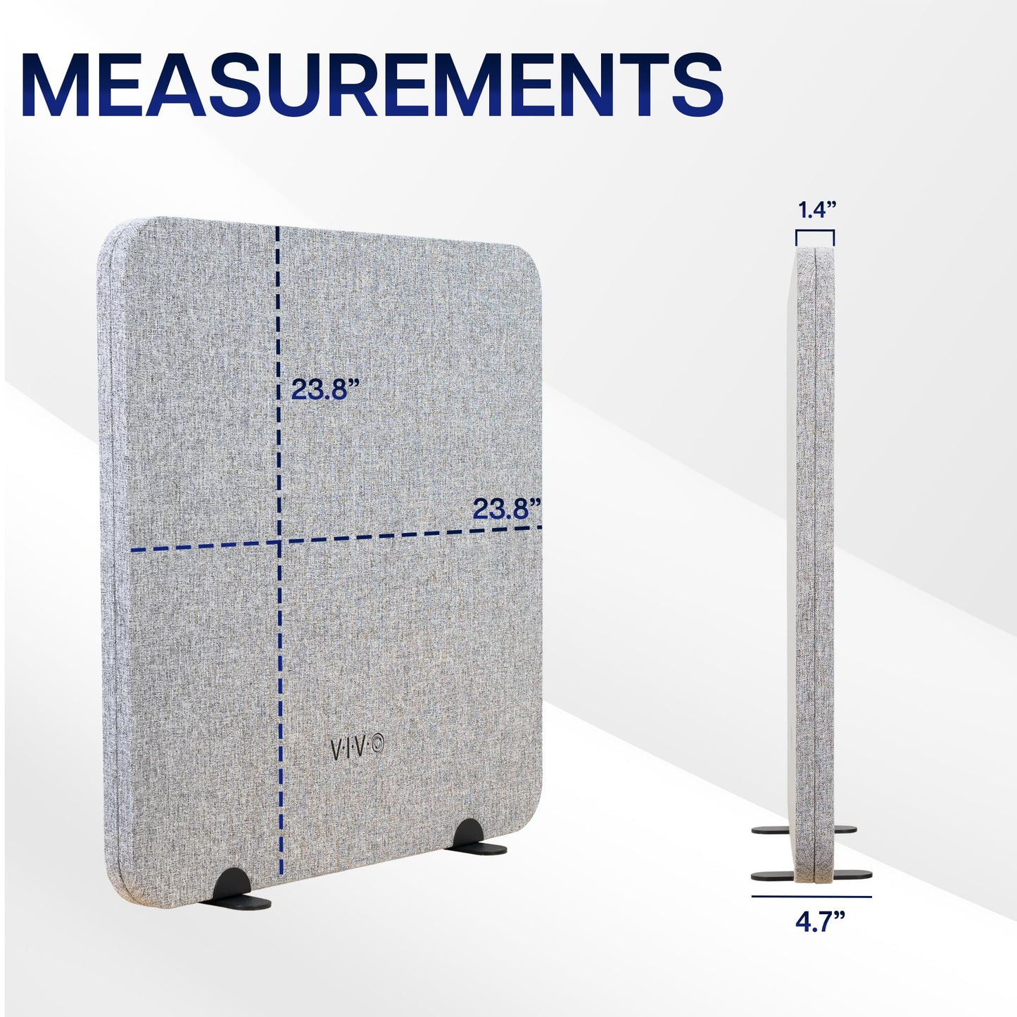 VIVO Gray Freestanding 24 x 24 inch Privacy Panel, Sound Absorbing Cubicle Desk Divider, Acoustic Partition, PP-1-V024G-S