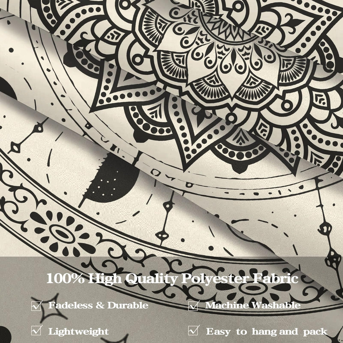 Lunerfex Mandala Moon Tapestry Boho Tapestry for Bedroom Black and White Tapestries Wall Hanging Living Room Wall Art and Home Decor 70x90