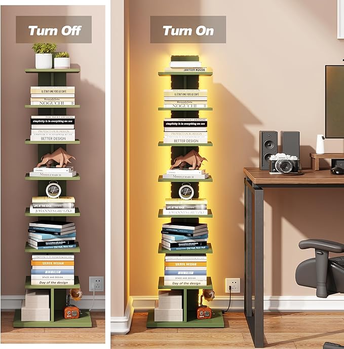 TUTOTAK Narrow Bookshelf, 8-Tier Bookcase