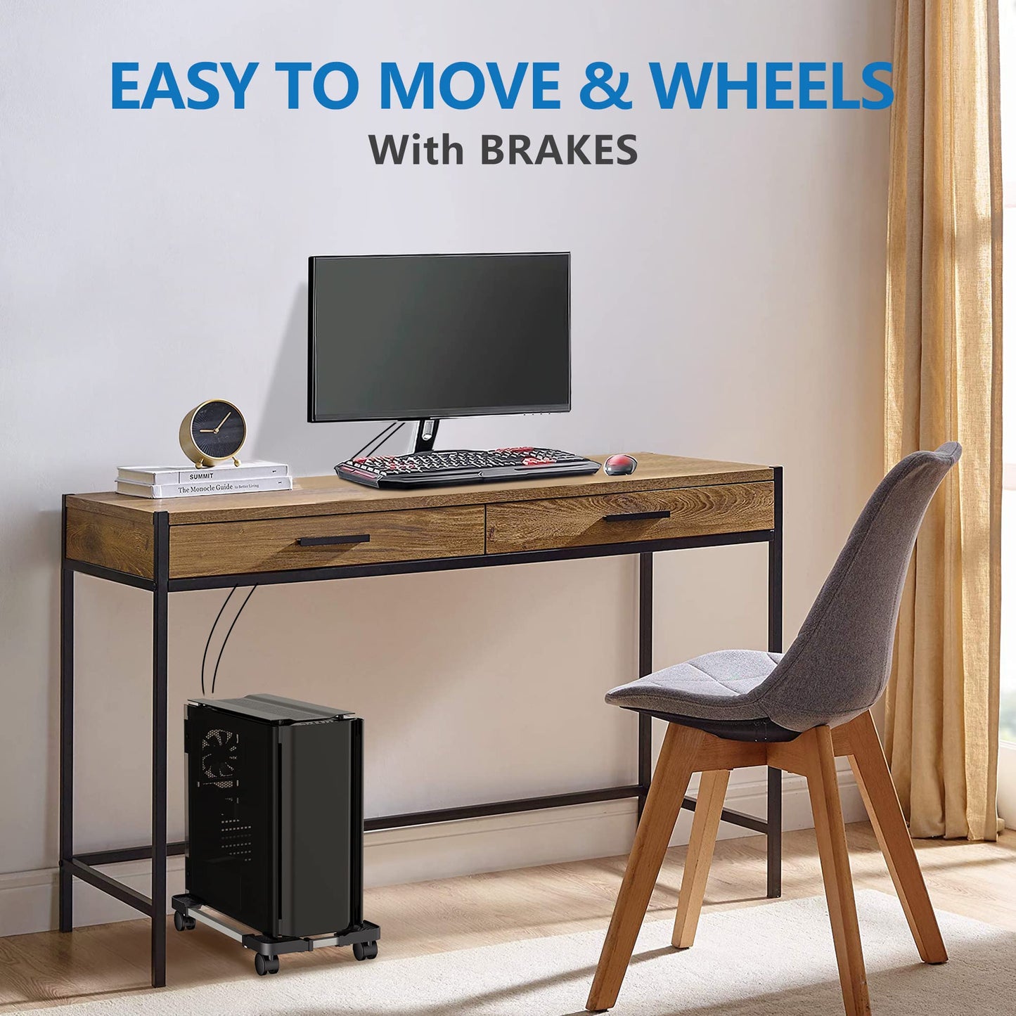 LABOBOLE Computer Tower Stand - Adjustable PC Stand for Most Desktop Towers - Elevate and Organize Your Desktop - Mobile CPU PC Holder Cart Riser Printer