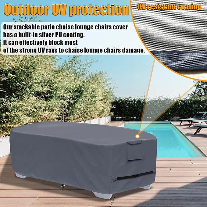 Outdoor Chaise Lounge Cover for 4-6 Stackable Patio Chaise Lounge Chairs