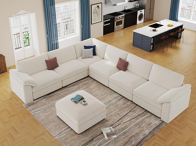 EASE MOOSE Sectional Modular Sofa, Luxury FSC Certified Chenille Comfty Deep