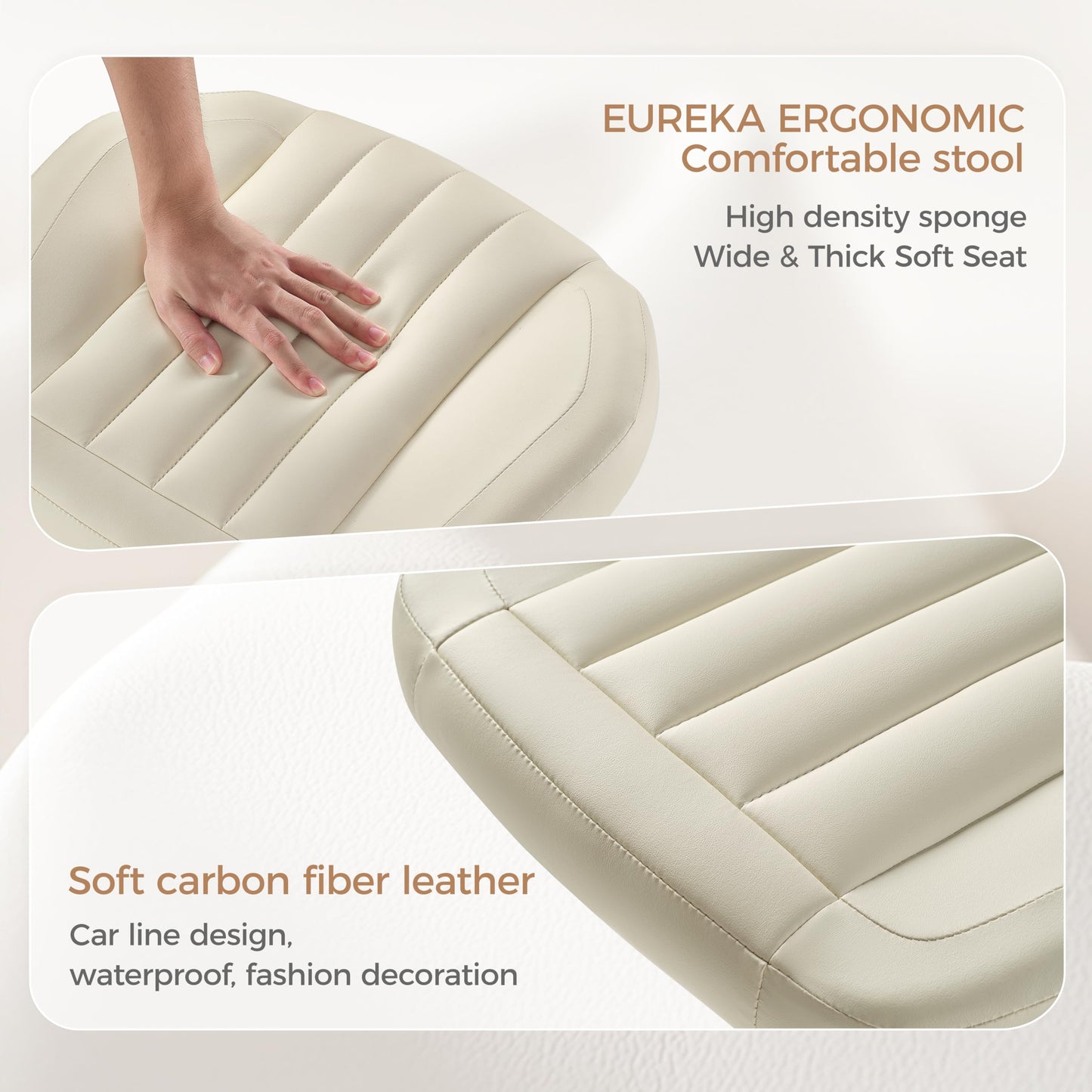 EUREKA ERGONOMIC Multi-Use Foot Stool, Height Adjustable Footrest Stool with Wheels, 360°Swivel Leg Rest Rolling Chair, Rest Ottoman Under Desk for Home Office,Beige