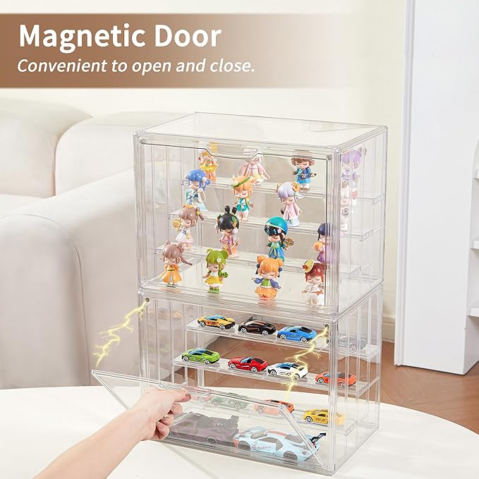 3 Pack Display Case for Collectibles 4 Layer Updated Adjustable Acrylic Display