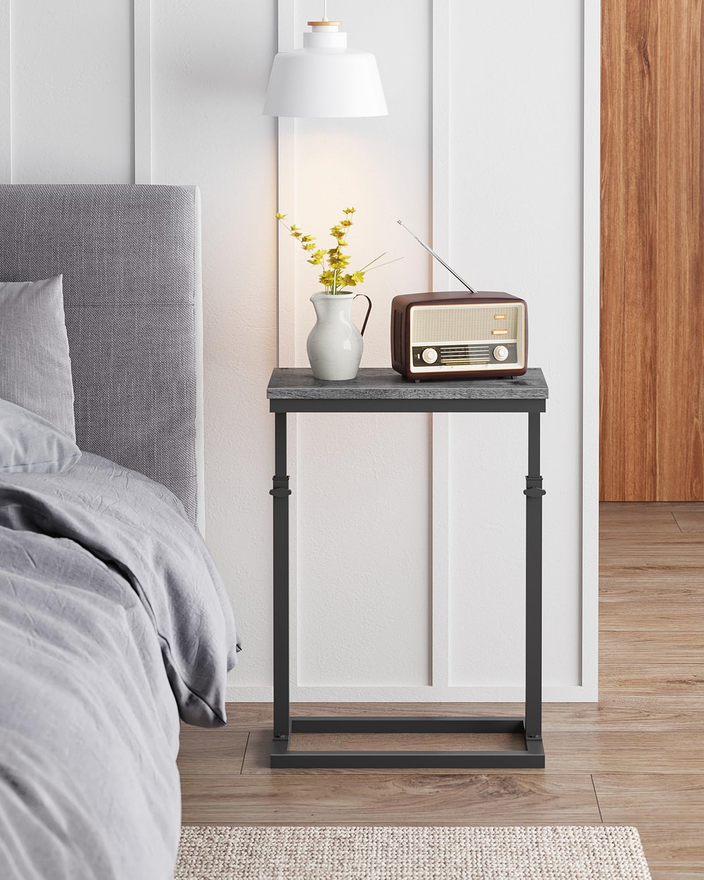 TUTOTAK End Table, Side Table, Tall Couch Table, Sofa Table, Living Room, Bedroom, Grey TB01BY083