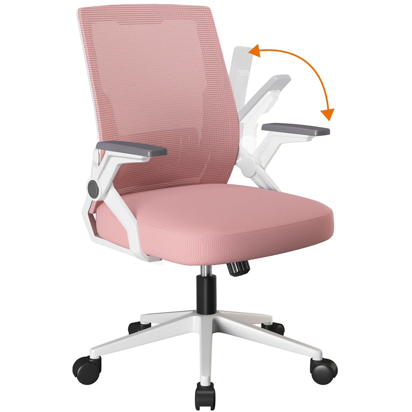 COMHOMA Office Chair with Flip-up Armrests Ergonomic Computer Desk Chair with Adaptive Lumbar Support & Breathable Mesh, Pink