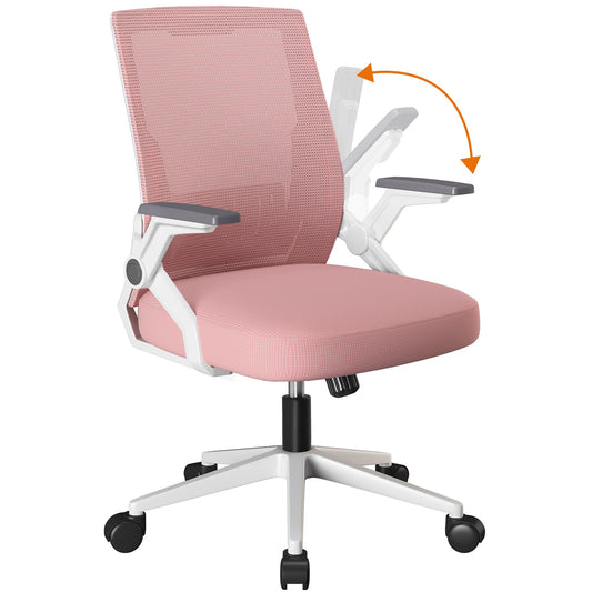 COMHOMA Office Chair with Flip-up Armrests Ergonomic Computer Desk Chair with Adaptive Lumbar Support & Breathable Mesh, Pink