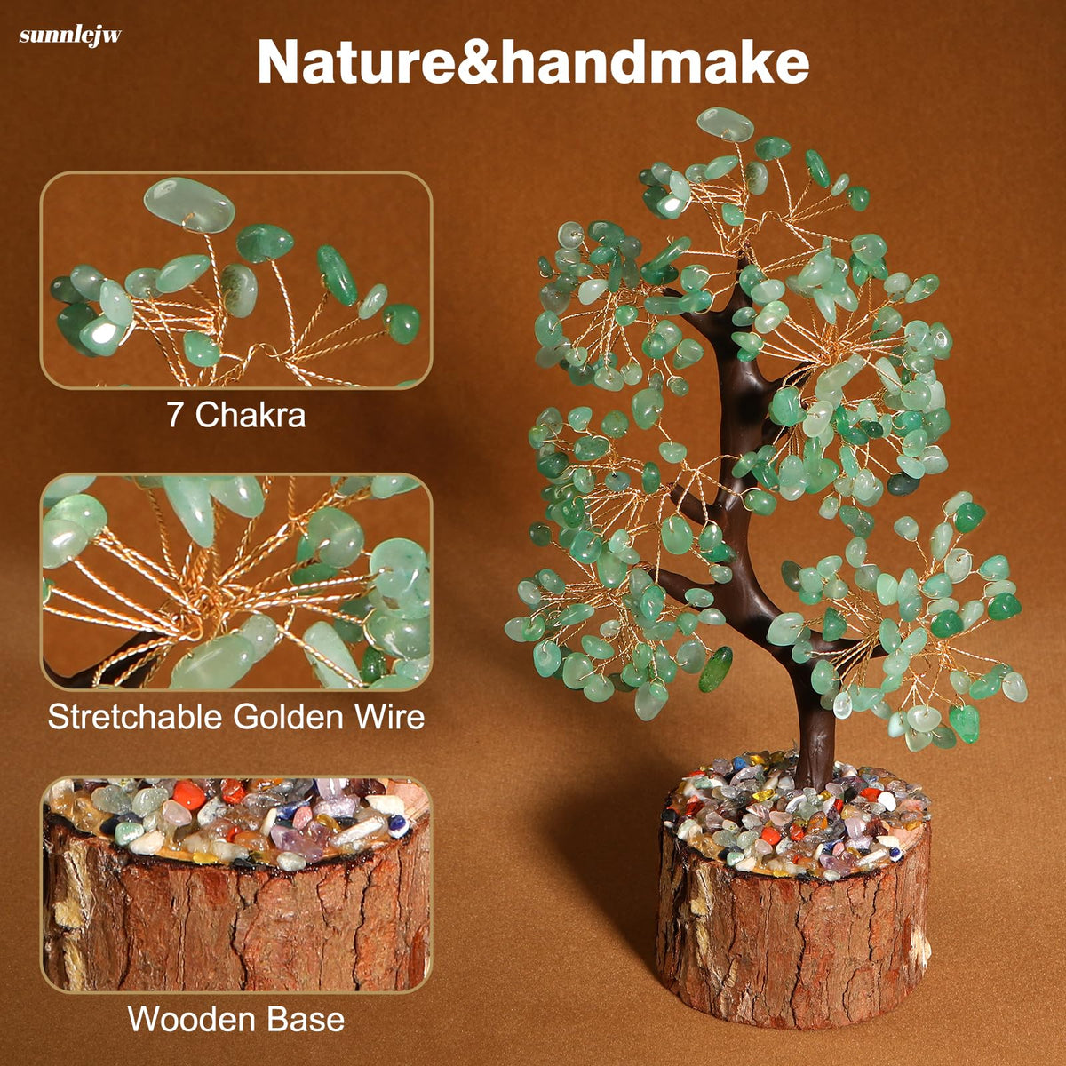 Green Chakra Crystal Tree of Life,Crystals and Healing Stones,Fengshui Money Tree,Birthday Gifts for Women,Spiritual Meditation Gifts for Positive Energy,Crystal Decor