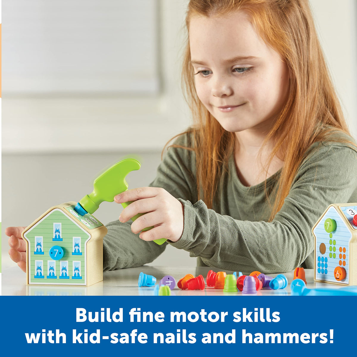 Learning Resources Number Nails Activity Set - Math Manipulatives for Preschoolers Games, Counting Hammer Toy, STEM Fine Motor Skills, Kindergarten Educational Activities, Gifts for Boys and Girls
